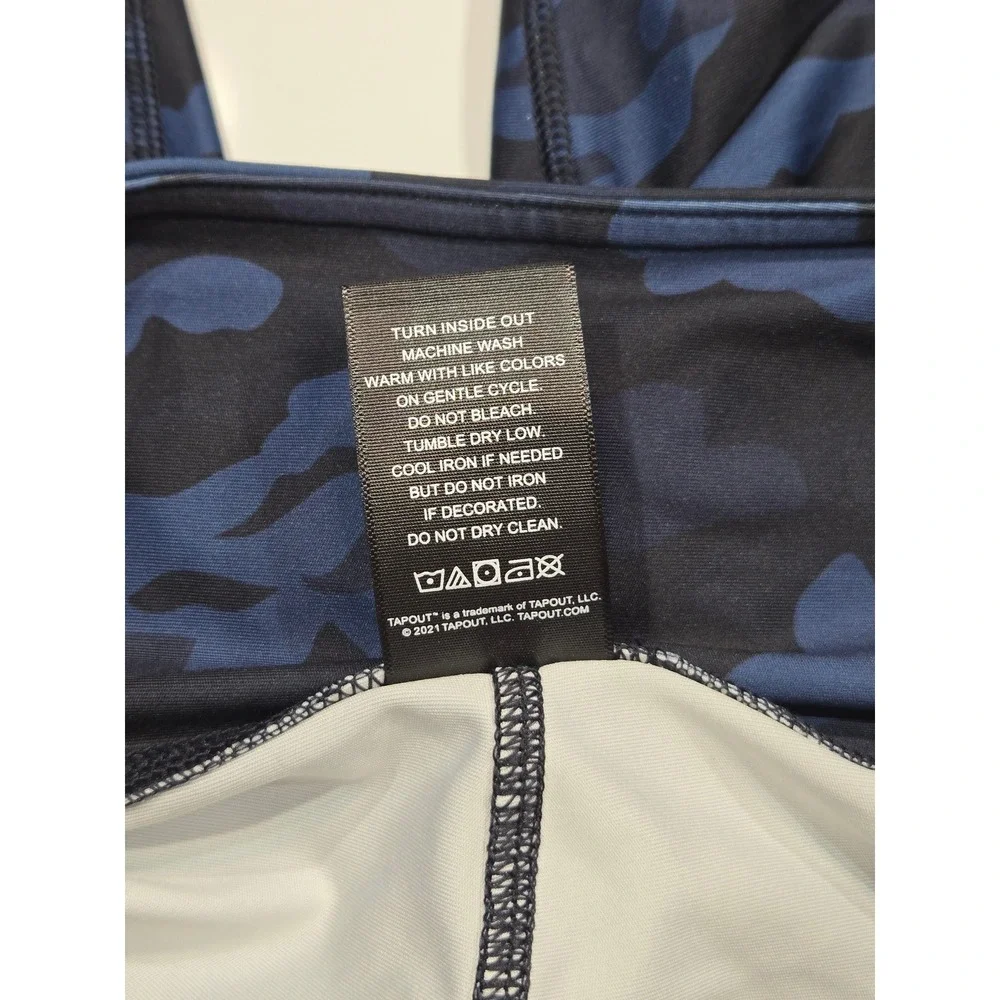 WWE Tapout Medium Blue Camo High Waist Pocket Bike Shorts Womens Activewear - Picture 5 of 8